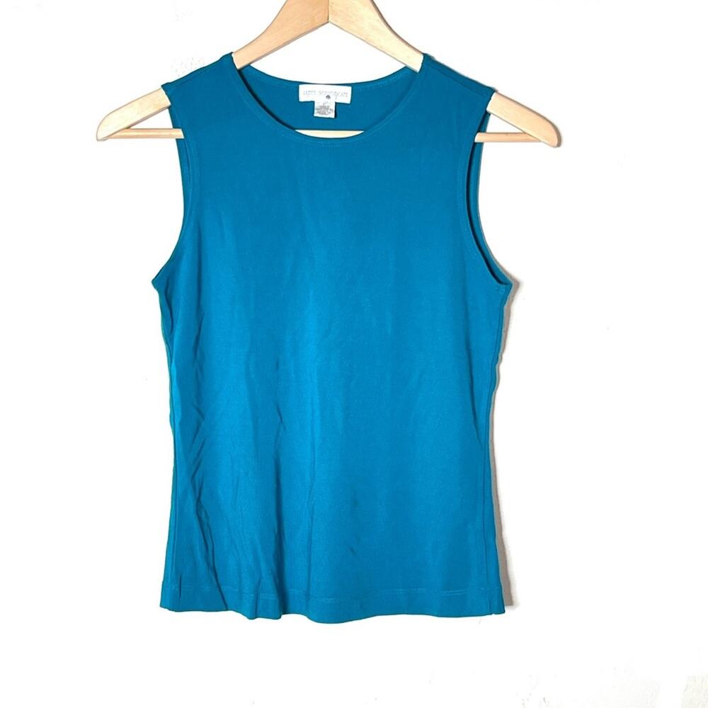 Petite Sophisticate teal blue tank top shirt size small S B192